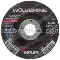 Weiler 56457 4-1/2" x 1/4" Wolverine Type 27 Grinding Wheel A24N 7/8" AH