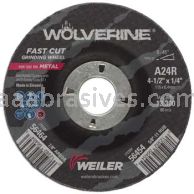 Weiler 56464 4-1/2" x 1/4" Wolverine Type 27 Grinding Wheel A24R 7/8" AH