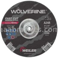 Weiler 56470 9" x 1/4" Wolverine Type 27 Grinding Wheel A24R 5/8"-11 Nut