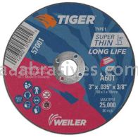 Weiler 57001 3" x .035" TIGER AO Type 1 Cut-Off Wheel A60T 3/8" AH