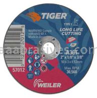Weiler 57012 2" x 1/8" TIGER AO Type 1 Cut-Off Wheel A36S 3/8" AH