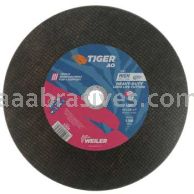 Weiler 57034 14" x 1/8" TIGER AO Heavy Duty Type 1 Large Cutting Wheel A30S 1" AH High Speed Saw