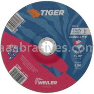 Weiler 57046 7" x .060" TIGER AO Type 27 Cutting Wheel A60T 7/8" AH
