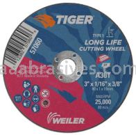 Weiler 57060 3" x 1/16" TIGER AO Type 1 Cut-Off Wheel A36T 3/8" AH