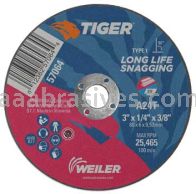 Weiler 57064 3" x 1/4" TIGER AO Type 1 Snagging Wheel A24T 3/8" AH