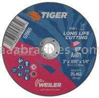 Weiler 57065 3" x .035" TIGER AO Type 1 Cut-Off Wheel A60T 1/4" AH