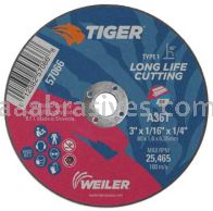 Weiler 57066 3" x 1/16" TIGER AO Type 1 Cut-Off Wheel A36T 1/4" AH