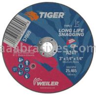 Weiler 57069 3" x 1/4" TIGER AO Type 1 Snagging Wheel A24T 1/4" AH