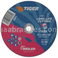 Weiler 57072 4" x 1/8" TIGER AO Type 1 Cut-Off Wheel A36T 3/8" AH