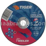 Weiler 57074 4" x 1/4" TIGER AO Type 27 Grinding Wheel A24T 3/8" AH