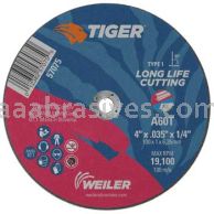 Weiler 57075 4" x .035" TIGER AO Type 1 Cut-Off Wheel A60T 1/4" AH