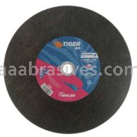 Weiler 57089 16" x 1/8" TIGER AO Type 1 Large Cutting Wheel A30R 1" AH Stationary Saw