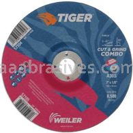 Weiler 57105 7" x 1/8" TIGER AO Type 27 Cut/Grind Combo Wheel A30S 7/8" AH