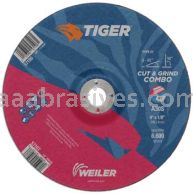 Weiler 57107 9" x 1/8" TIGER AO Type 27 Cut/Grind Combo Wheel A30S 7/8" AH