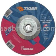 Weiler 57108 6" x 1/8" TIGER AO Type 27 Cut/Grind Combo Wheel A30S 5/8"-11 Nut