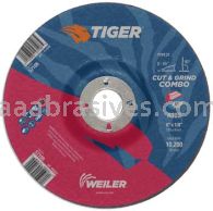 Weiler 57109 6" x 1/8" TIGER AO Type 27 Cut/Grind Combo Wheel A30S 7/8" AH