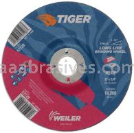 Weiler 57129 6" x 1/4" TIGER AO Type 27 Grinding Wheel A24R 7/8" AH