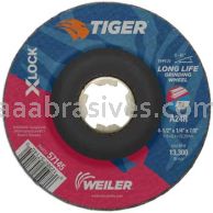 Weiler 57145 4-1/2" x 1/4" TIGER AO Type 27 Grinding Wheel A24R X-LOCK Arbor Hole
