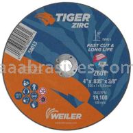 Weiler 58013 4" x .035" Tiger Zirc Type 1 Cut-Off Wheel Z60T 3/8" AH
