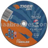 Weiler 58014 4" x .035" Tiger Zirc Type 1 Cut-Off Wheel Z60T 1/4" AH