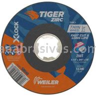 Weiler 58040 4-1/2" x .045" TIGER ZIRC Type 1 Cutting Wheel Z60T X-LOCK Arbor Hole
