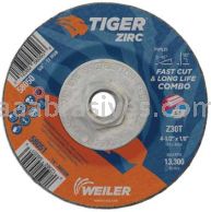 Weiler 58050 4-1/2" x 1/8" TIGER ZIRC Type 27 Cut/Grind Combo Wheel Z30T 5/8"-11 Nut