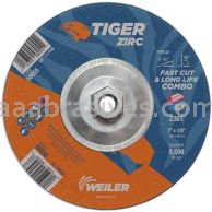 Weiler 58055 7" x 1/8" TIGER ZIRC Type 27 Cut/Grind Combo Wheel Z30T 5/8"-11 Nut
