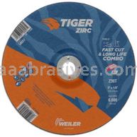 Weiler 58058 9" x 1/8" TIGER ZIRC Type 27 Cut/Grind Combo Wheel Z30T 7/8" AH