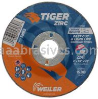 Weiler 58069 4" x 1/4" TIGER ZIRC Type 27 Grinding Wheel Z24T 5/8 AH