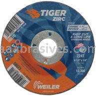 Weiler 58071 4-1/2" x 1/4" TIGER ZIRC Type 27 Grinding Wheel Z24T 7/8" AH