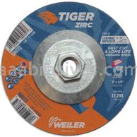 Weiler 58072 5" x 1/4" TIGER ZIRC Type 27 Grinding Wheel Z24T 5/8"-11 Nut