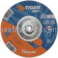 Weiler 58074 7" x 1/4" TIGER ZIRC Type 27 Grinding Wheel Z24T 5/8"-11 Nut