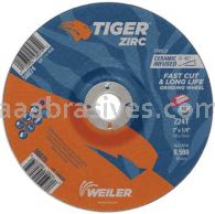 Weiler 58075 7" x 1/4" TIGER ZIRC Type 27 Grinding Wheel Z24T 7/8" AH