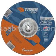 Weiler 58076 9" x 1/4" TIGER ZIRC Type 27 Grinding Wheel Z24T 5/8"-11 Nut