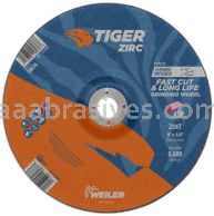 Weiler 58077 9" x 1/4" TIGER ZIRC Type 27 Grinding Wheel Z24T 7/8" AH