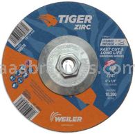 Weiler 58078 6" x 1/4" TIGER ZIRC Type 27 Grinding Wheel Z24T 5/8"-11 Nut