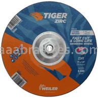 Weiler 58082 9"x 1/4" TIGER ZIRC Type 28 Grinding Wheel Z24T 5/8"-11 Nut