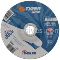 Weiler 58112 6" x .045" TIGER INOX Type 27 Cutting Wheel INOX60S 7/8" AH