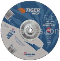 Weiler 58118 9" x 1/8" TIGER INOX Type 27 Cut/Grind Combo Wheel INOX30T 5/8"-11 Nut