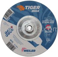 Weiler 58124 7" x 1/4" TIGER INOX Type 27 Grinding Wheel INOX24R 5/8"-11 Nut