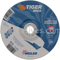 Weiler 58125 7" x 1/4" TIGER INOX Type 27 Grinding Wheel INOX24R 7/8" AH