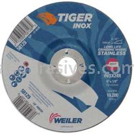Weiler 58129 6" x 1/4" TIGER INOX Type 27 Grinding Wheel INOX24R 7/8" AH