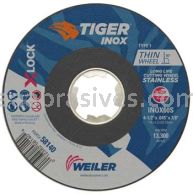 Weiler 58140 4-1/2" x .045" TIGER INOX Type 1 Cutting Wheel INOX60S X-LOCK Arbor Hole