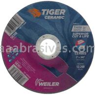 Weiler 58307 5" x .045" TIGER CERAMIC Type 27 Cutting Wheel CER60S 7/8 AH