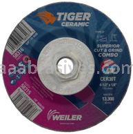 Weiler 58316 4-1/2 x 1/8 TIGER CERAMIC Type 27 Cut/Grind Combo Wheel CER30T 5/8-11 Nut