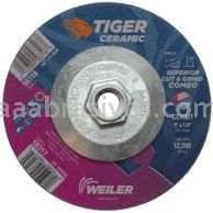 Weiler 58318 5 x 1/8 TIGER CERAMIC Type 27 Cut/Grind Combo Wheel CER30T 5/8-11 Nut