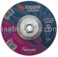 Weiler 58320 6 x 1/8 TIGER CERAMIC Type 27 Cut/Grind Combo Wheel CER30T 5/8-11 Nut