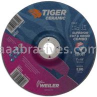 Weiler 58321 7 x 1/8 TIGER CERAMIC Type 27 Cut/Grind Combo Wheel CER30T 7/8 AH