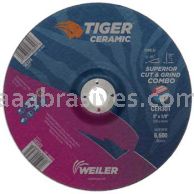 Weiler 58323 9 x 1/8 " TIGER CERAMIC Type 27 Cut/Grind Combo Wheel CER30T 7/8 AH