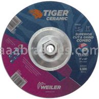 Weiler 58324 9" x 1/8" TIGER CERAMIC Type 27 Cut/Grind Combo Wheel CER30T 5/8-11 Nut